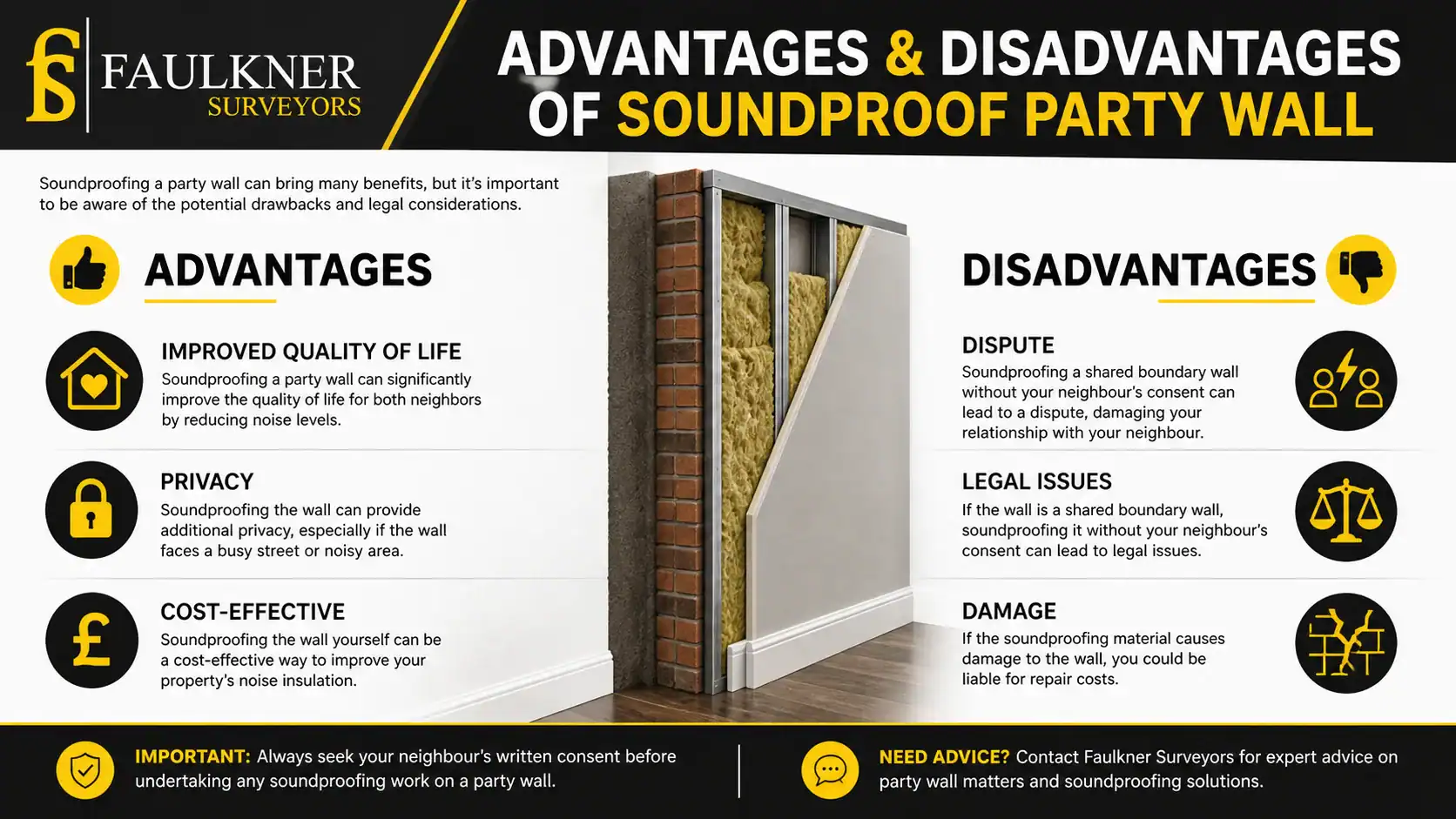 Can you soundproof a Party wall? 2 Advantages and Disadvantages of Soundproof Party Wall City-of-Westminster