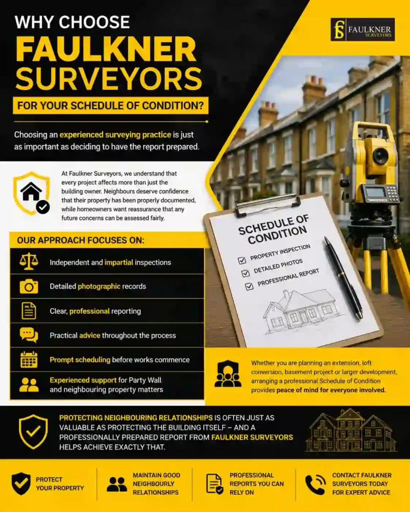 Schedule of Condition: What It Is and Why It Protects Both Neighbours 3 Why Choose Faulkner Surveyors for Your Schedule of Condition City-of-Westminster?